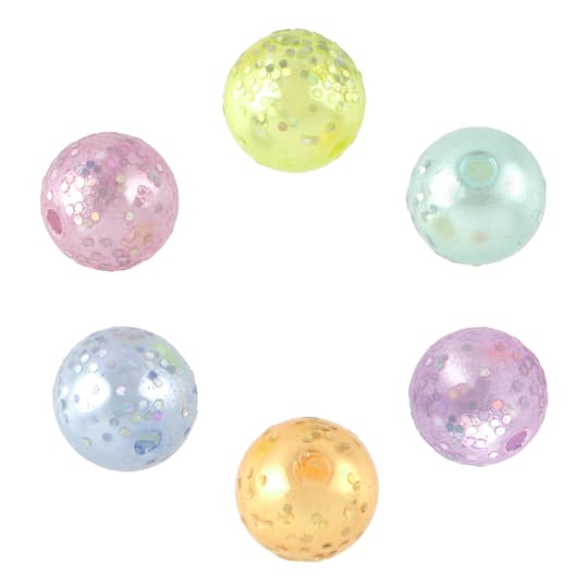9.5mm Pastel Glitz Round Plastic Beads, 250ct. by Bead Landing™